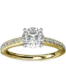 Riviera Cathedral Pave Diamond Engagement Ring in 18k Yellow Gold (1/4 ct. tw.)
